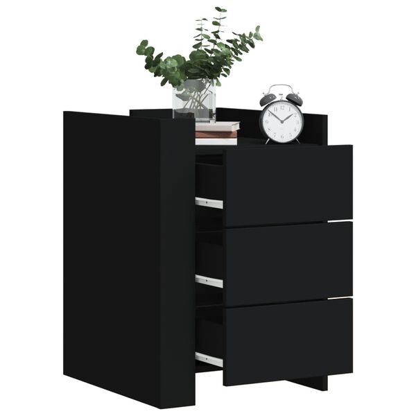 vidaXL Bedside Cabinet Black 45x50x65 cm Engineered Wood