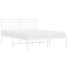 vidaXL Metal Bed Frame without Mattress with Headboard White 140x200cm