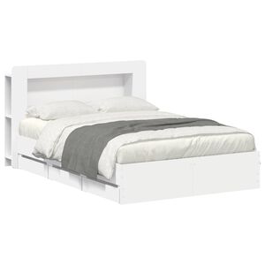 vidaXL Bed Frame with Storage and Headboard White 150 x 200 cm