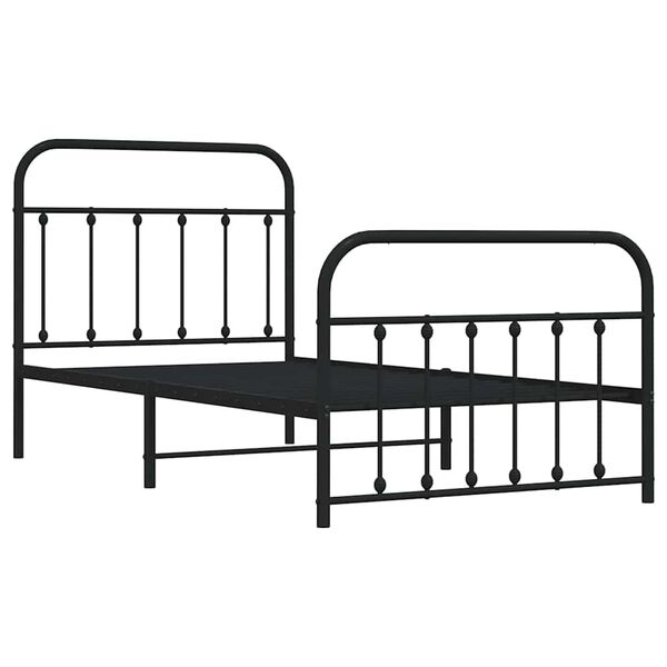 vidaXL Metal Bed Frame without Mattress with Footboard Black 100x190cm