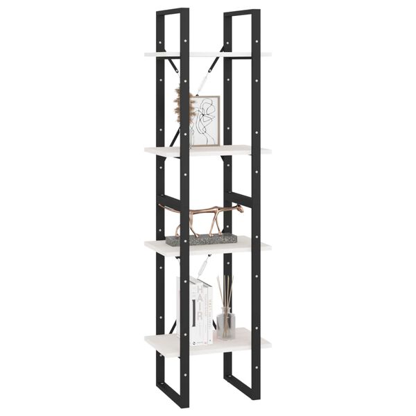vidaXL 4-Tier Book Cabinet White 40x30x140 cm Solid Pine Wood