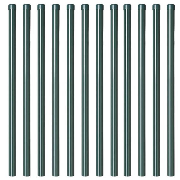 vidaXL Fence Posts 12 pcs Green 100 cm Powder-coated steel