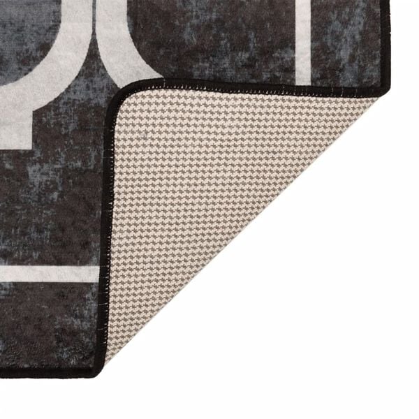 vidaXL Rug Washable Black and White 160x230 cm Anti Slip