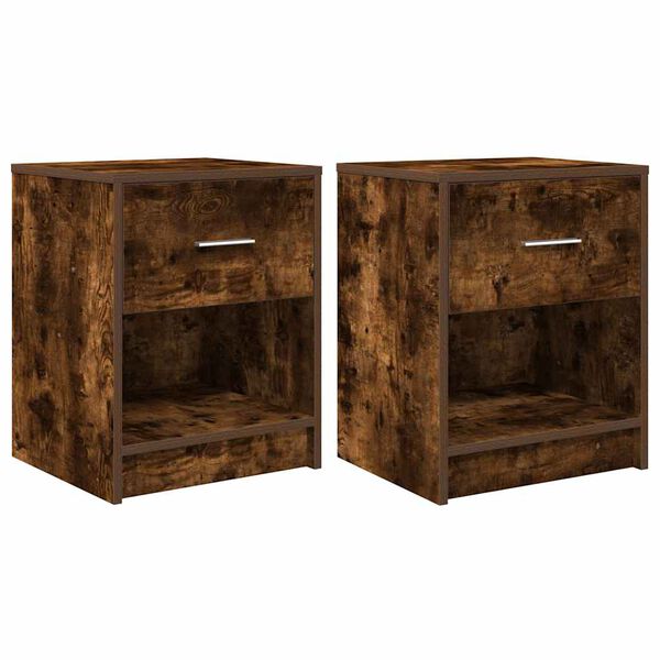 vidaXL Bedside Cabinets 2 pcs with Drawer Smoked Oak 40x34x50 cm