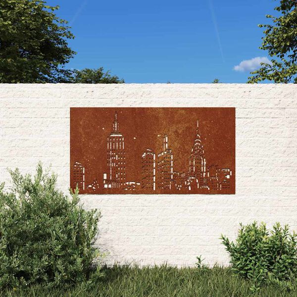 vidaXL Garden Wall Decoration 105x55 cm Corten Steel Skyline Design