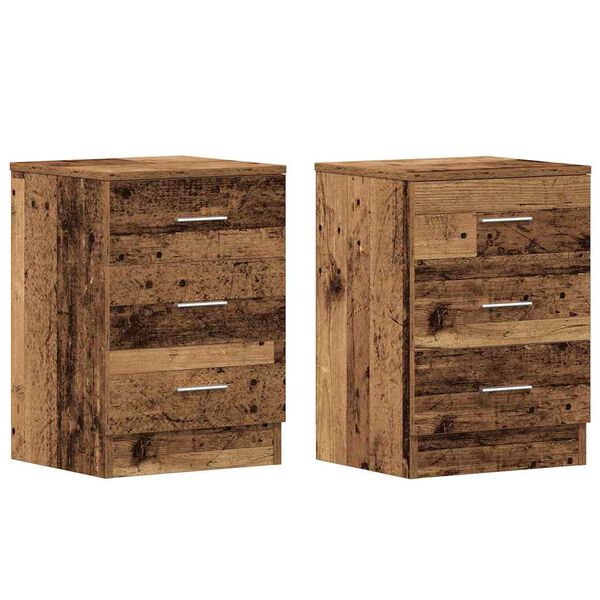 vidaXL Bedside Cabinets 2 pcs Old Wood 38x35x55 cm Engineered Wood