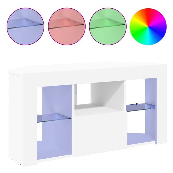 vidaXL Corner LED TV Cabinet White 100 x 40 x 50 cm Engineered Wood