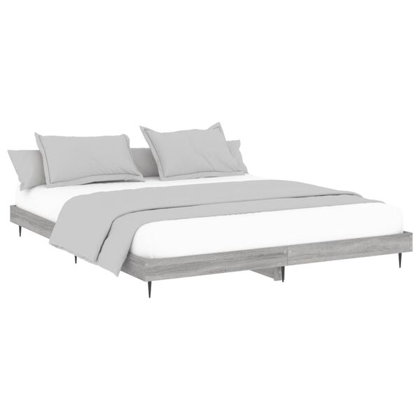 vidaXL Bed Frame without Mattress Grey Sonoma 180x200 cm Super King Engineered Wood