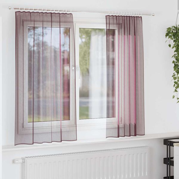 vidaXL Voile Curtains with Rod Pockets 2 pcs Purple