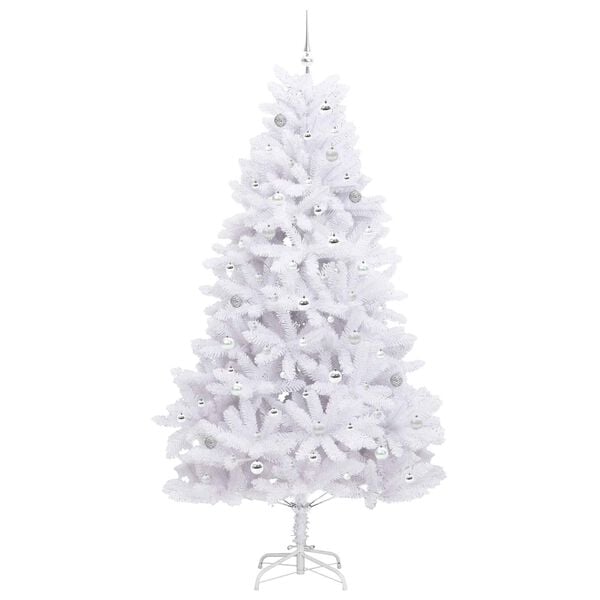 vidaXL Artificial Hinged Christmas Tree White 240 cm PVC and Steel