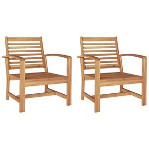vidaXL Chair 2 Piece Brown 65 x 60 x 76.5 cm Solid Teak Wood