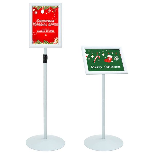 vidaXL Pedestal Poster Stand Silver 33 x 33 x 123 cm PVC and Steel