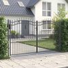 vidaXL Fence Gate with Spear Top Black 305x175 cm Powder-coated Steel