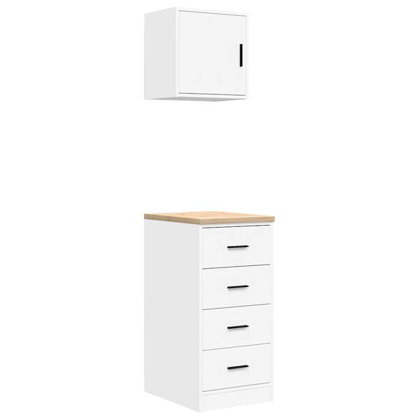 vidaXL Garage Cabinets 2 pcs White Engineered Wood