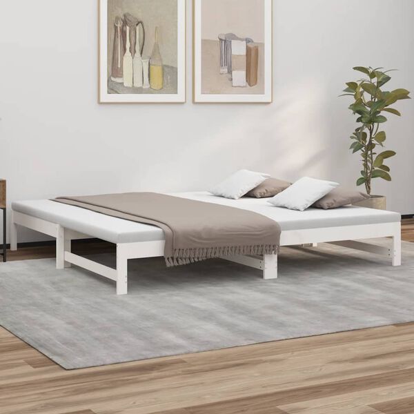 vidaXL Pull-out Day Bed without Mattress White 2x(90x200) cm