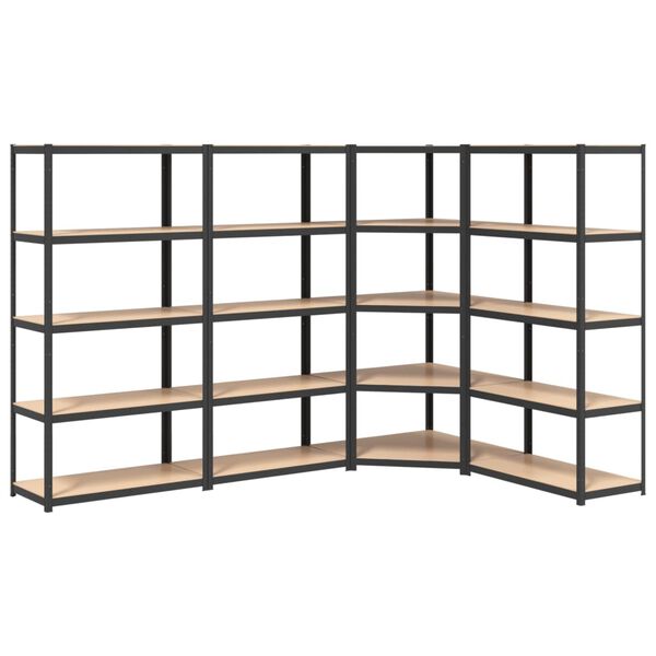 vidaXL 5-Layer Shelves 4 pcs Anthracite Steel&Engineered Wood