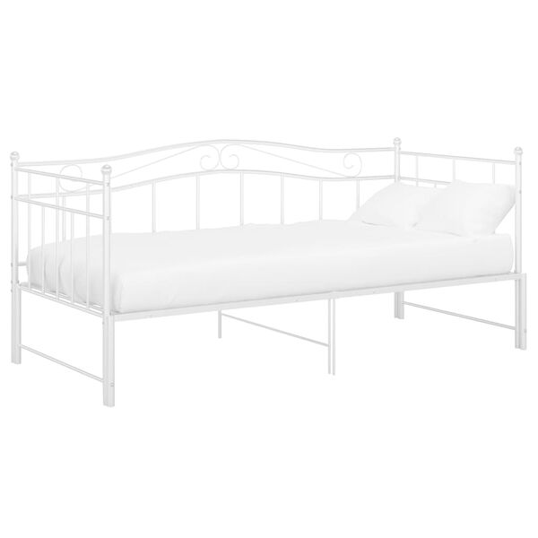 vidaXL Pull-out Sofa Bed Frame without Mattress White Metal 90x200 cm