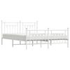 vidaXL Metal Bed Frame without Mattress with Footboard White 183x213cm