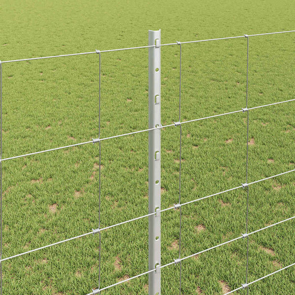 vidaXL Fence with Post Silver 1.4 x 25 m Steel