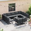 vidaXL Garden Sofa Set with Cushion 11 pcs Black Aluminium