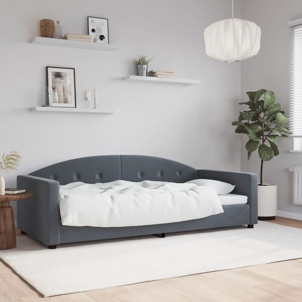 vidaXL Day Bed without Mattress Dark Grey 90x190 cm Single Velvet