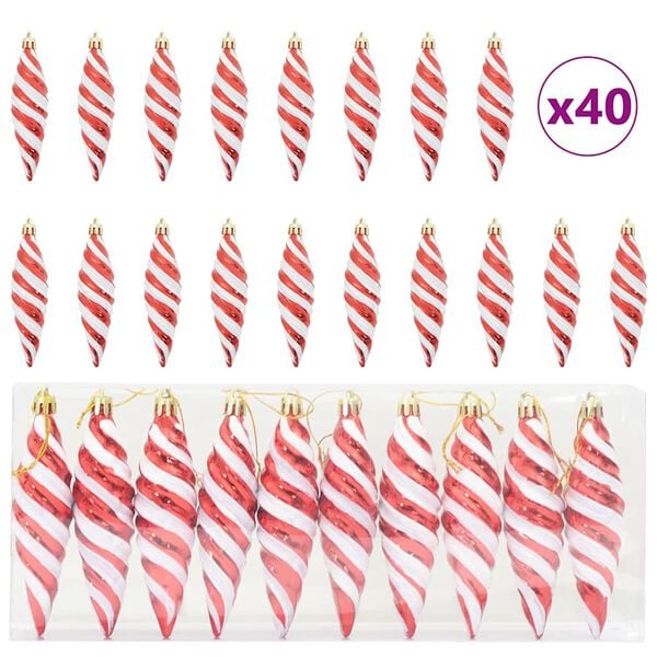 vidaXL Christmas Spiral Shape Ball 40 pcs Red Plastic