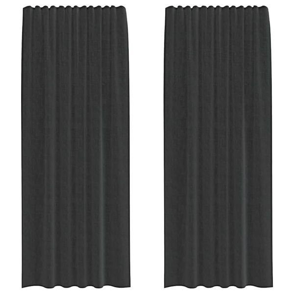 vidaXL Voile Curtains with Rod Pockets 2 pcs Black