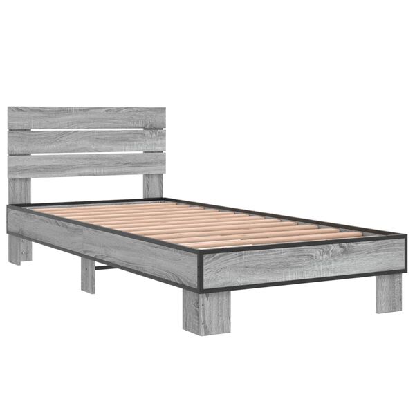vidaXL Bed Frame without Mattress Grey Sonoma 100x200 cm