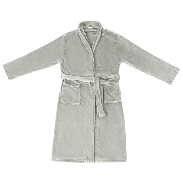 vidaXL Bathrobe without Hood Grey S Flannel