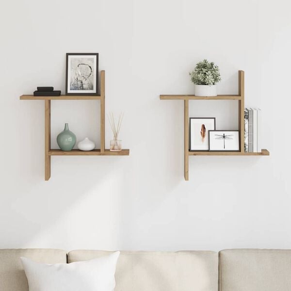 vidaXL Wall Shelves 2 pcs Artisian Oak 50x12x50 cm Engineered Wood
