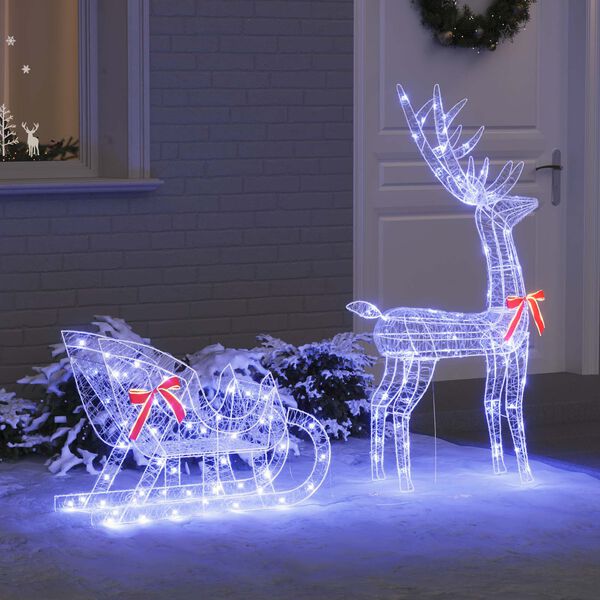vidaXL Reindeer Pull Sleigh Blue 70 x 26 x 128.5 cm Acrylic