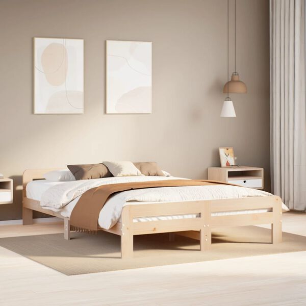 vidaXL Bed Frame without Mattress 150x200 cm King Size Solid Wood Pine