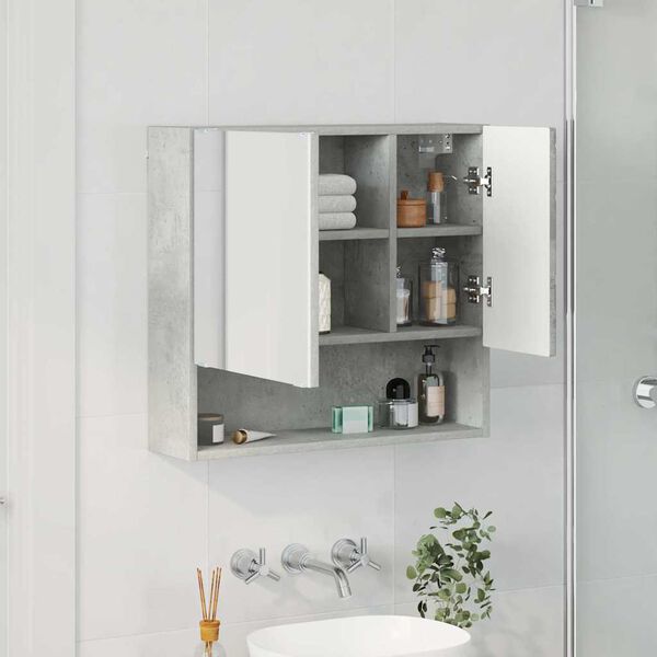 vidaXL Mirror Cabinet Concrete Grey 59 x 17 x 55 cm Engineered Wood