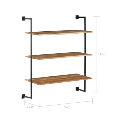 vidaXL Wall Shelf 94x35x113 cm Solid Acacia Wood