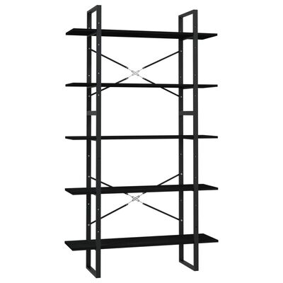 vidaXL 5-Tier Book Cabinet Black 100x30x175 cm Pinewood