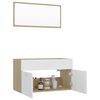 vidaXL 2 Piece Bathroom Furniture Set White and Sonoma Oak Engineered Wood