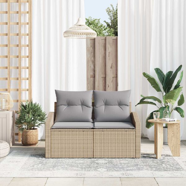 vidaXL Garden Sofa with Cushion 123 x 62 x 69 cm Poly Rattan