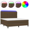vidaXL Box Spring Bed with Mattress&LED Dark Brown 160x200 cm Fabric