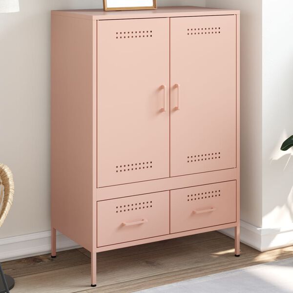 vidaXL Highboard Pink 68x39x101.5 cm Steel
