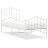 vidaXL Metal Bed Frame without Mattress with Footboard White 75x190cm