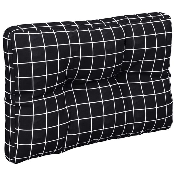 vidaXL Pallet Cushion Black Check Pattern 60x40x12 cm Fabric