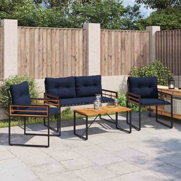 vidaXL Outdoor Furniture Set with Cushion 4 pcs Navy