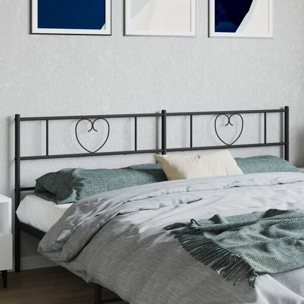 vidaXL Metal Replace Headboard Black 200 cm