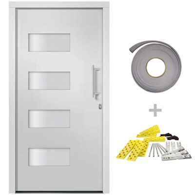 vidaXL Front Door Aluminium and PVC White 110x210 cm