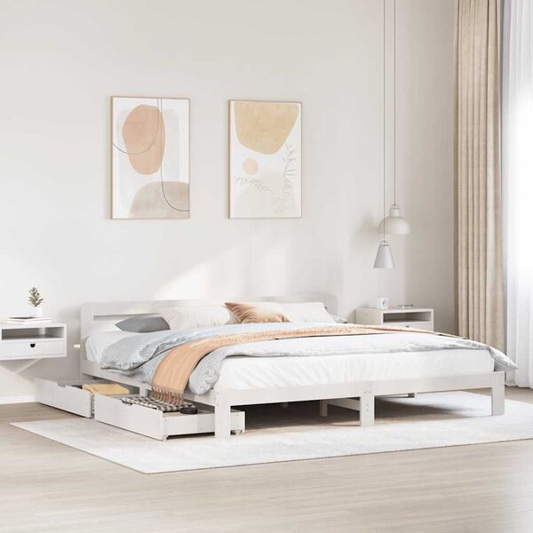 vidaXL Bed Frame without Mattress White 200x200 cm Solid Wood Pine