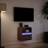vidaXL TV Wall Cabinet with LED Lights Brown Oak 41x31x45 cm