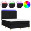 vidaXL Box Spring Bed with Mattress&LED Black 140x190 cm Fabric