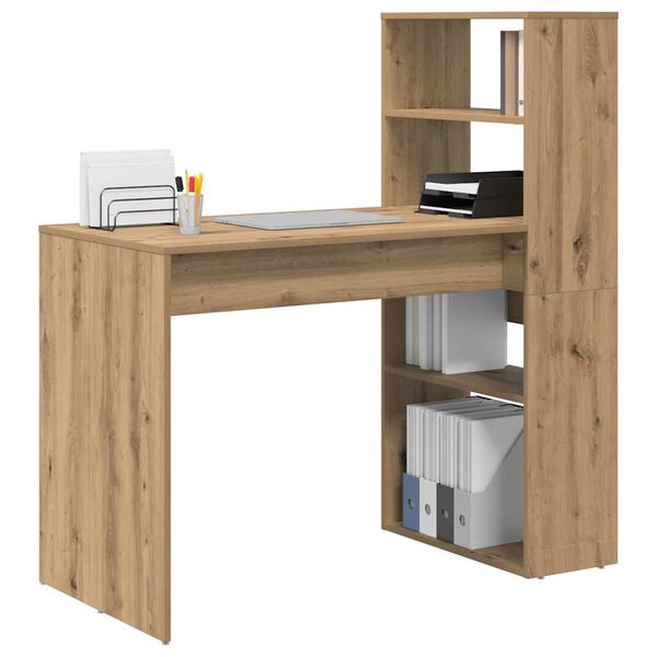 vidaXL Desk with Shelf Artisan Oak 113 x 54 x 120 cm Engineered Wood