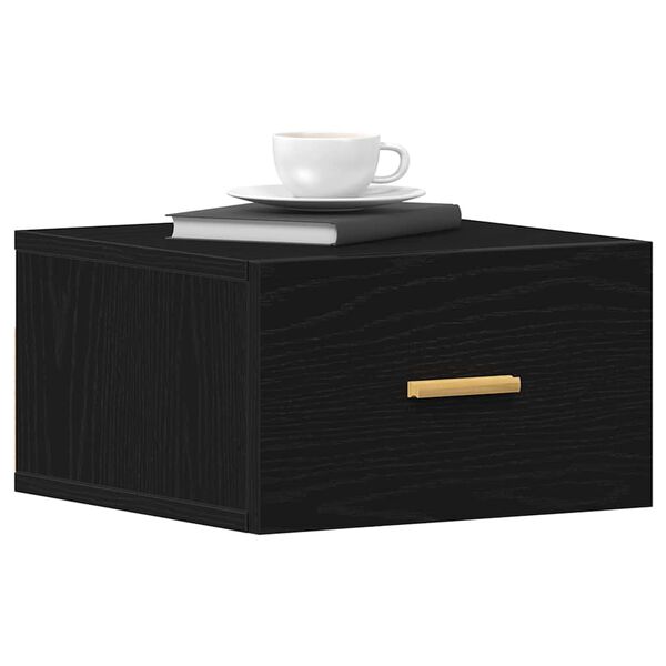vidaXL Wall-mounted Bedside Cabinet Black Oak 35 x 35 x 20 cm