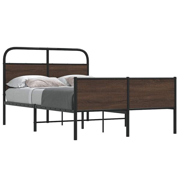 vidaXL Bed Frame without Mattress 135x190 cm Brown Oak Engineered Wood